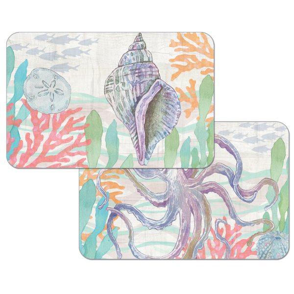 ! 4 Beach Coastal Plastic Placemats Salt And Sea